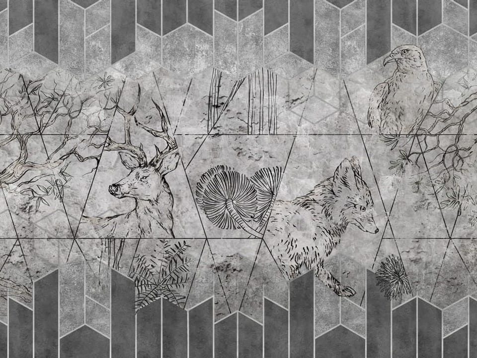 Fototapeta Geometryczne Zwierzęta i Drzewa