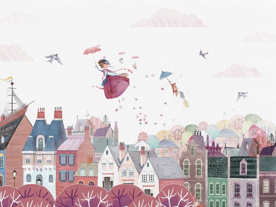 Fototapeta Latająca postać z parasolką