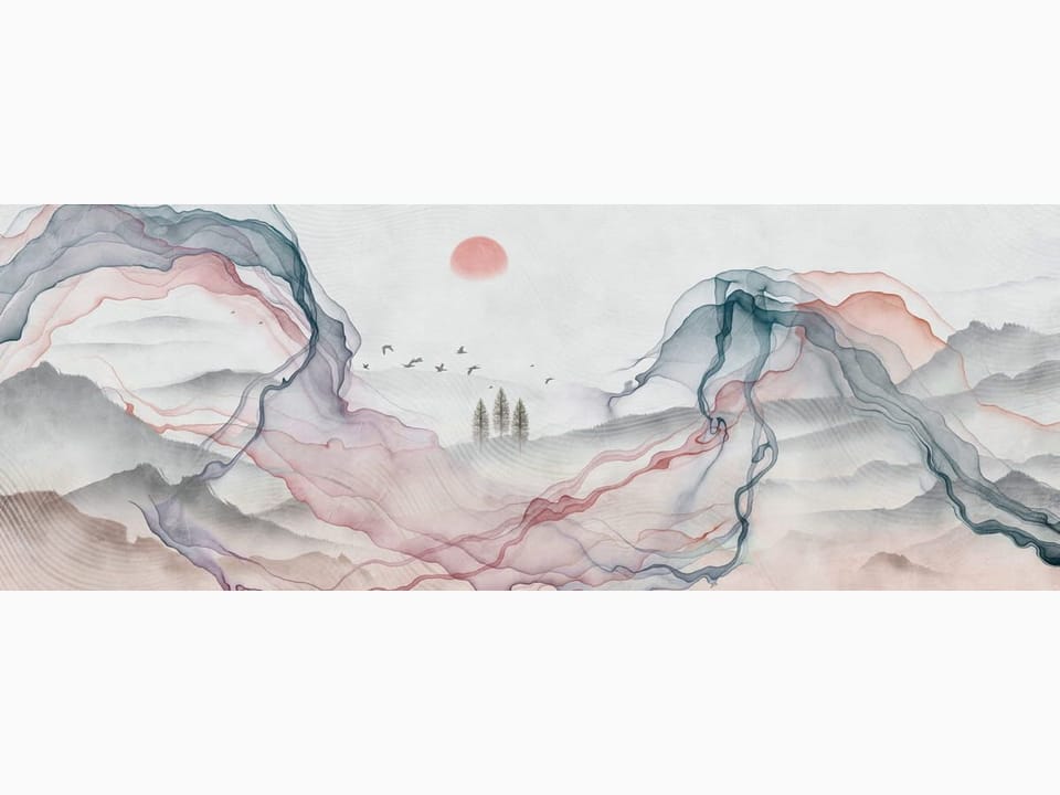 Fototapeta Abstrakcyjne Góry z Kolorowymi Liniami