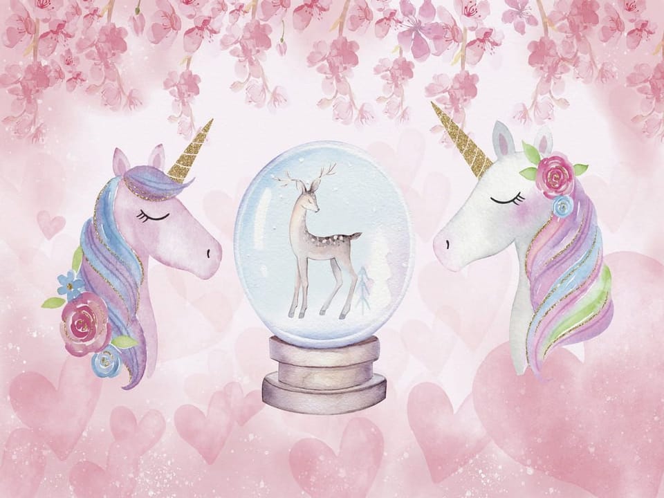 Fototapeta Jednorożce z kulą śnieżną