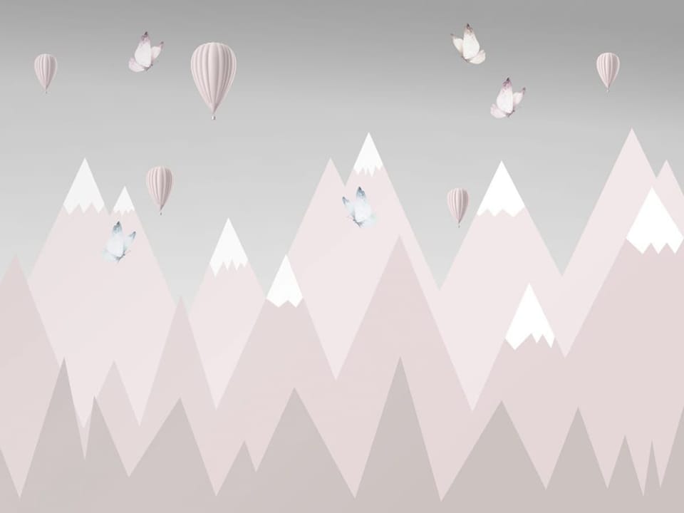 Fototapeta Góry z Balonami na Tle