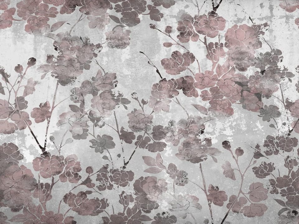 Fototapeta Kwiatowy wzór na szarym tle