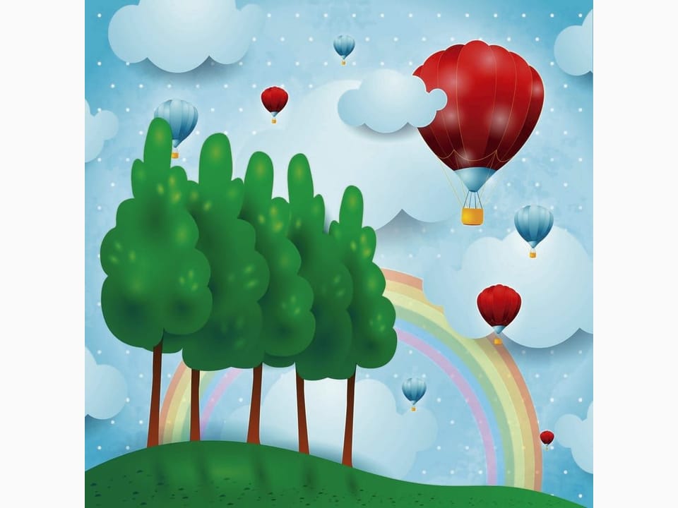 Fototapeta Balony na niebie z tęczą na wymiar