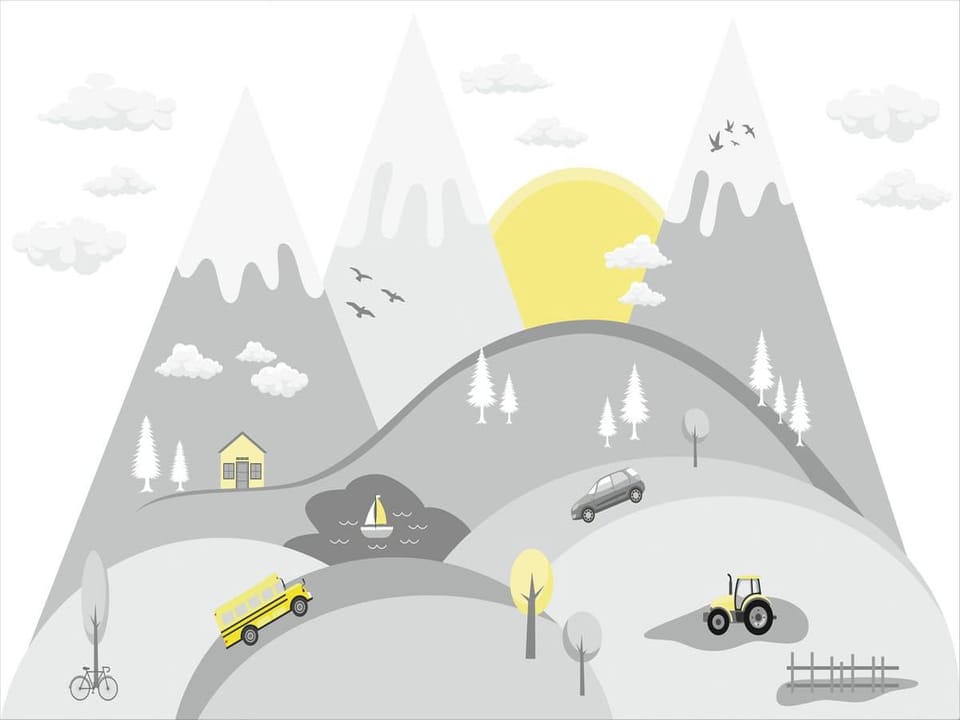 Fototapeta Krajobraz górski z pojazdami