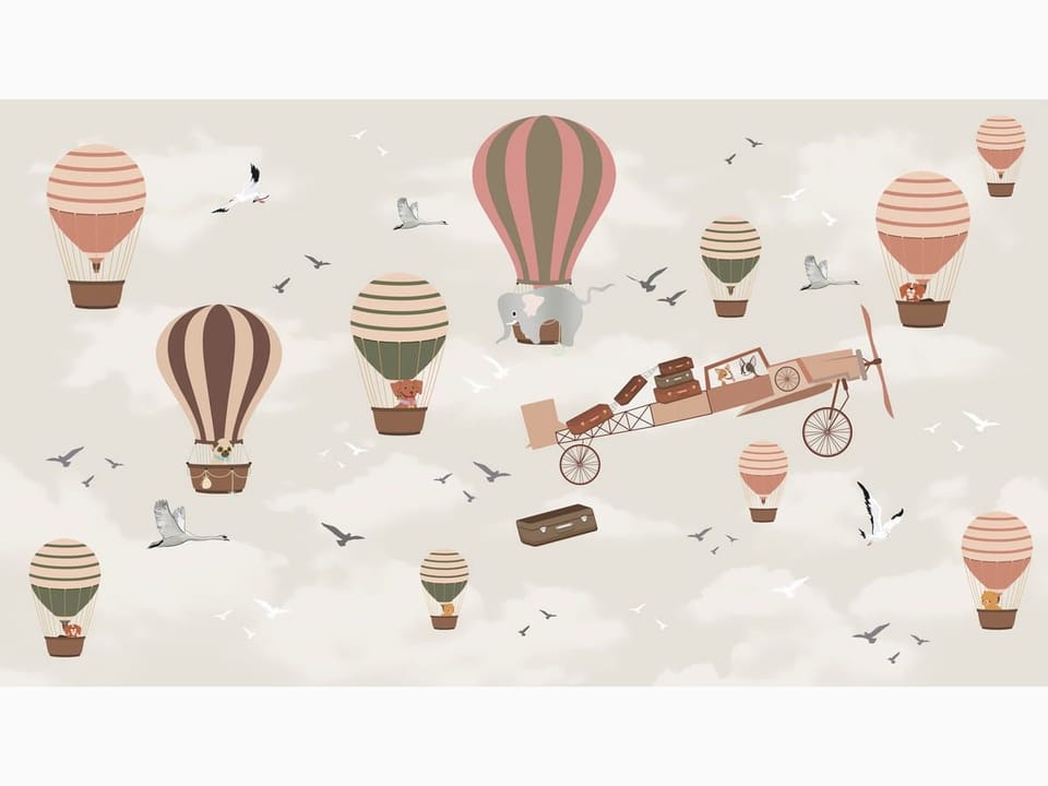 Fototapeta Balony i Samolot na Niebie