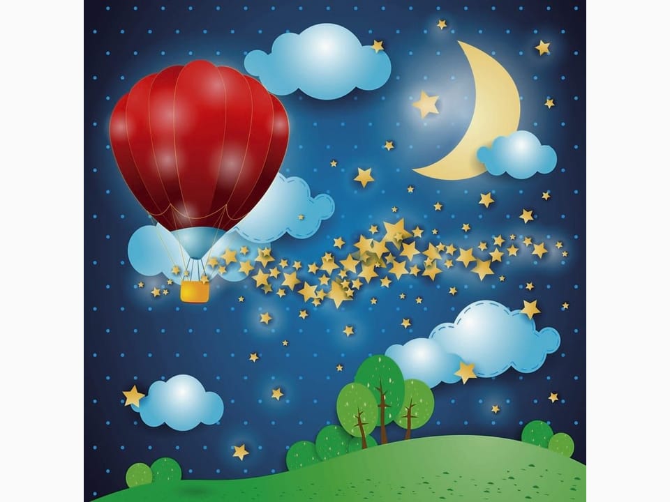 Fototapeta Czerwony Balon w Nocnym Niebie na wymiar
