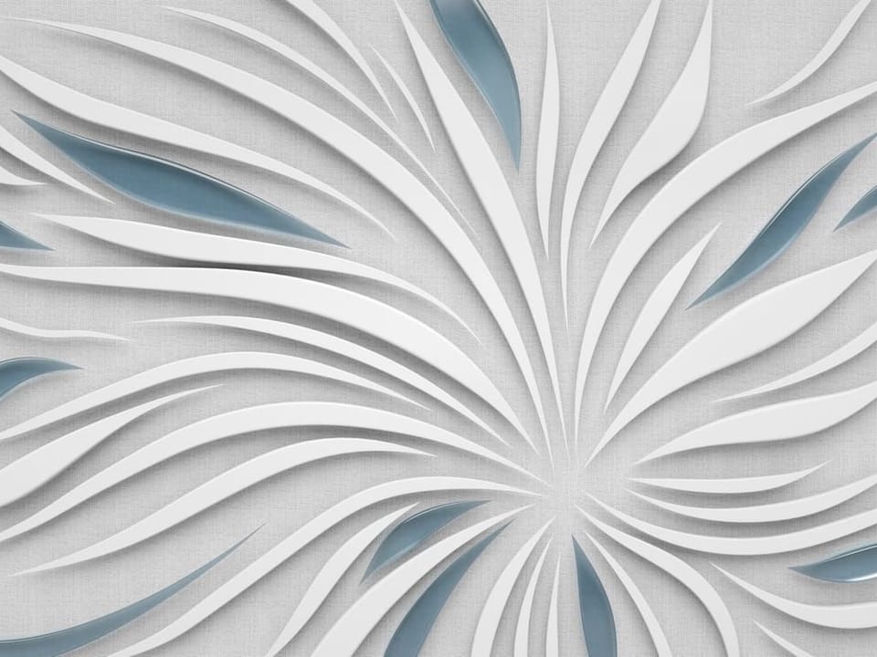 Fototapeta Abstrakcyjne Liście w Bieli i Błękicie