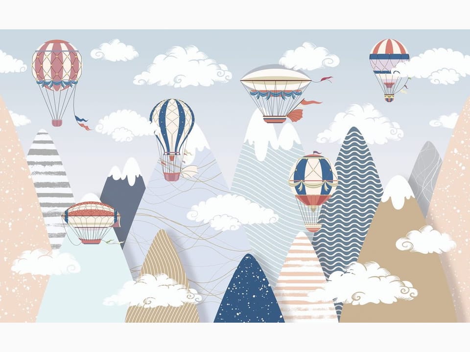 Fototapeta Balony nad górami w pastelach