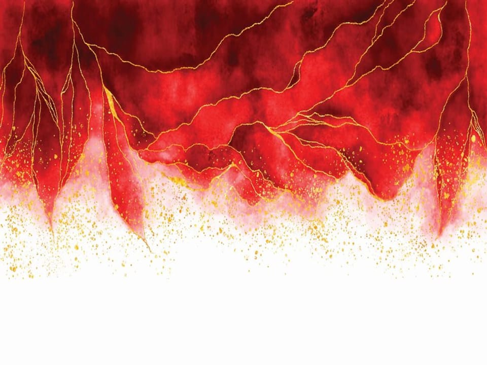 Fototapeta Czerwone fale z złotymi liniami