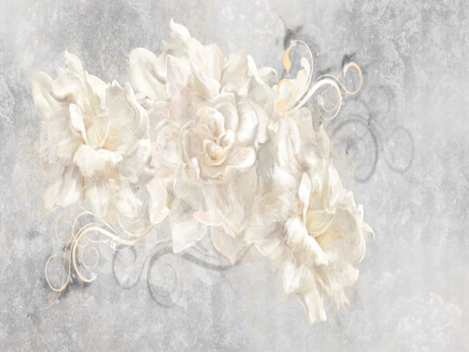 Fototapeta Białe Piwonie z Ornamentami