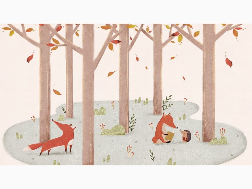 Fototapeta Lis z książką w lesie