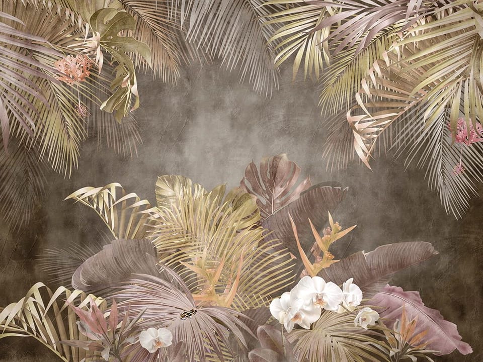 Fototapeta Tropikalne liście i orchidee