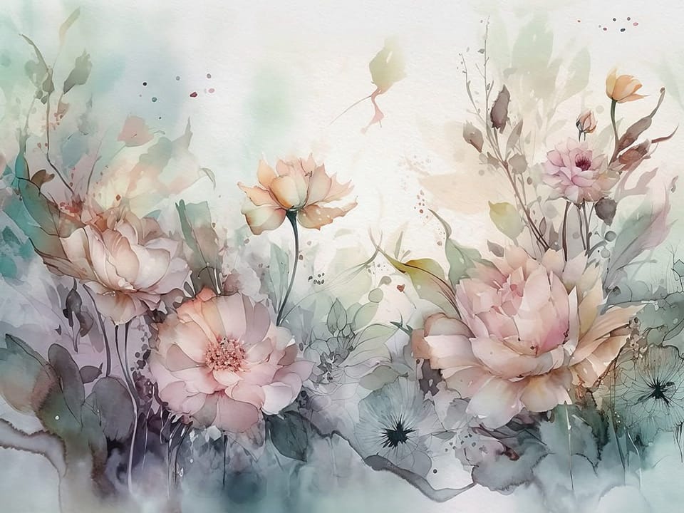 Fototapeta Akwarelowe róże w pastelowych odcieniach