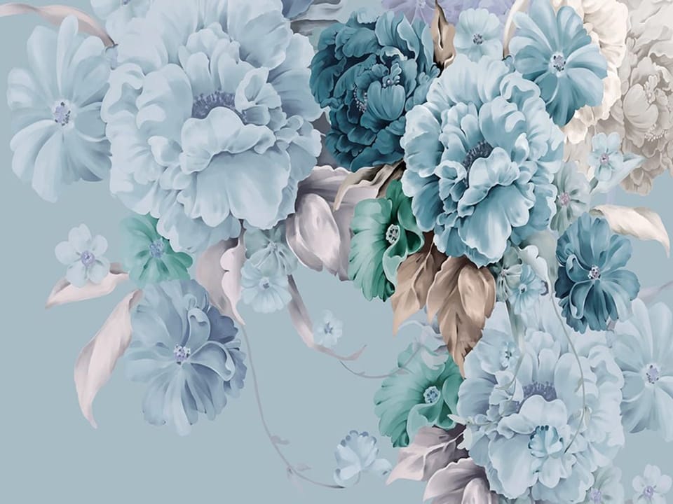 Fototapeta Niebieskie Piwonie w Pastelach