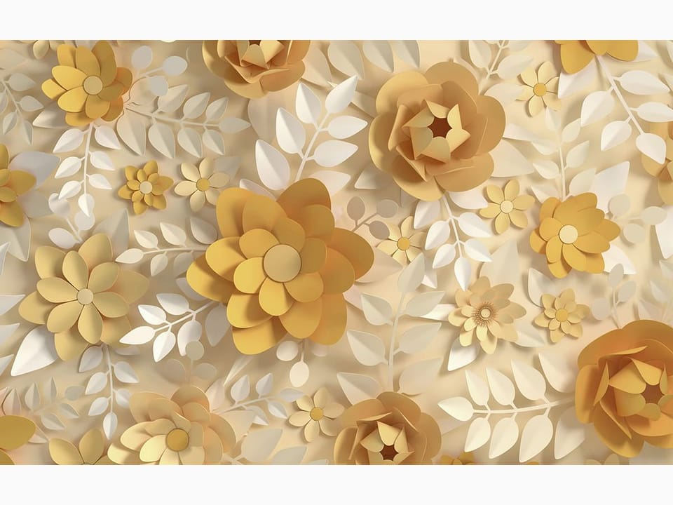 Fototapeta Kwiaty z papieru w żółci
