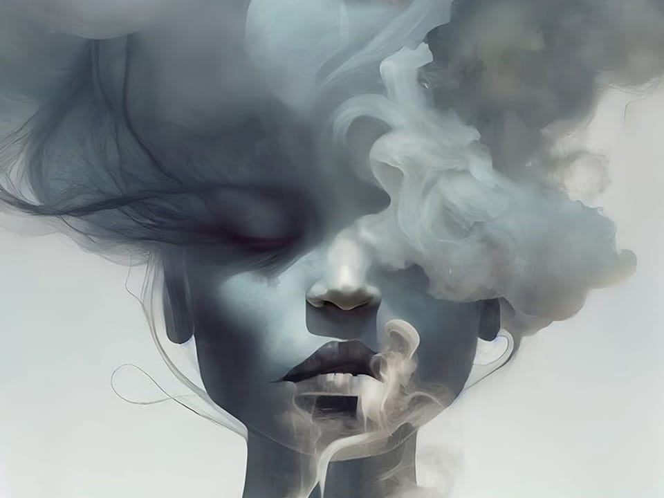 Fototapeta Tajemnicza Twarz Kobiety w Dymie