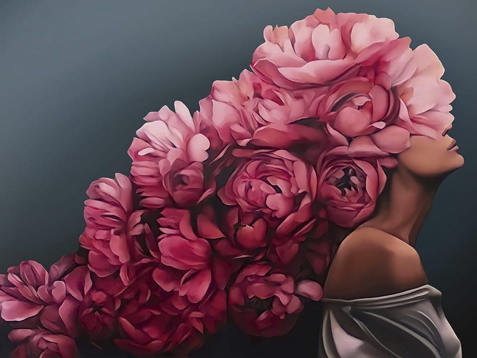 Fototapeta Kobieta z Kwiatami na Głowie