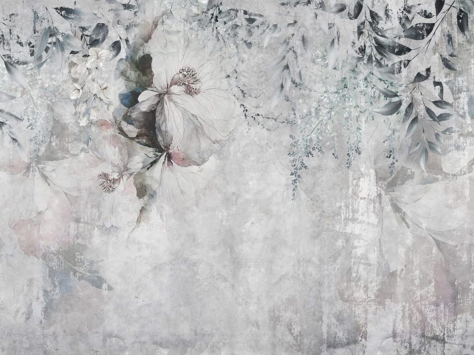 Fototapeta Kwiatowe Murale z Delikatnymi Liśćmi