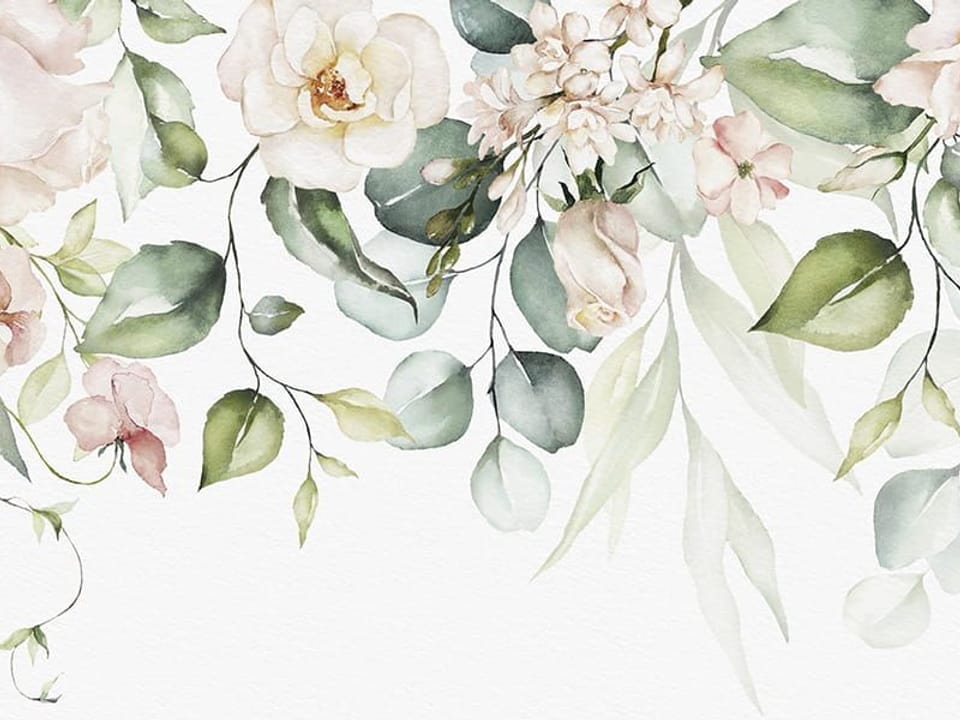 Fototapeta Róże i liście na gałęziach