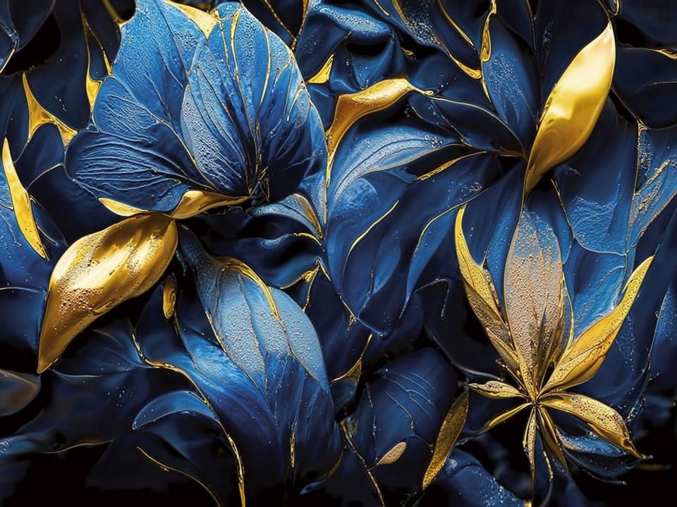 Fototapeta Abstrakcyjne Niebieskie Liście