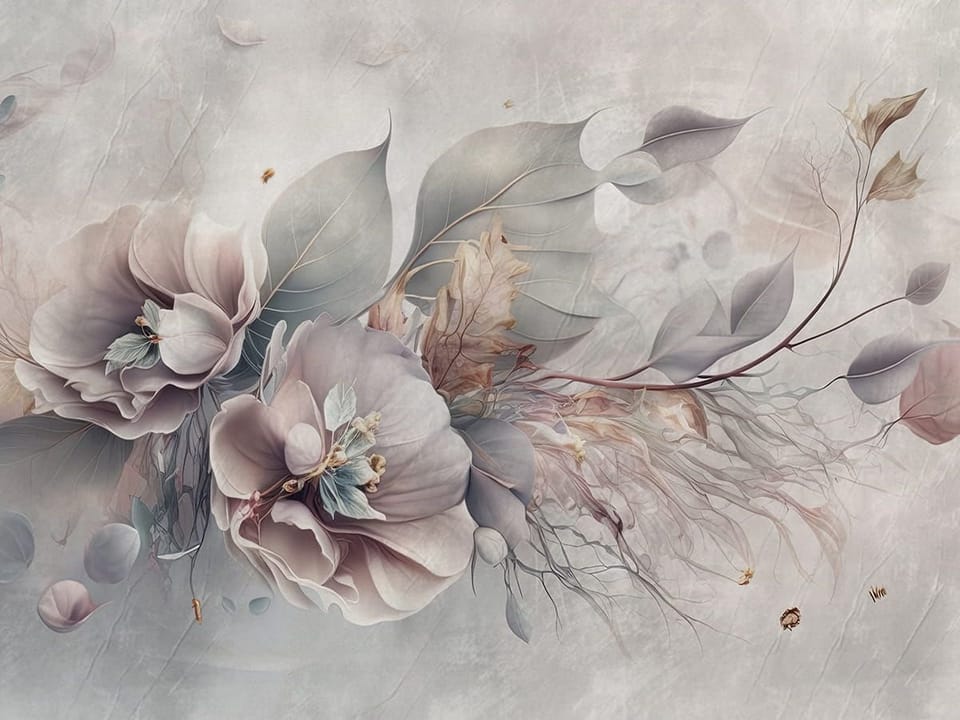 Fototapeta Egzotyczne kwiaty i liście