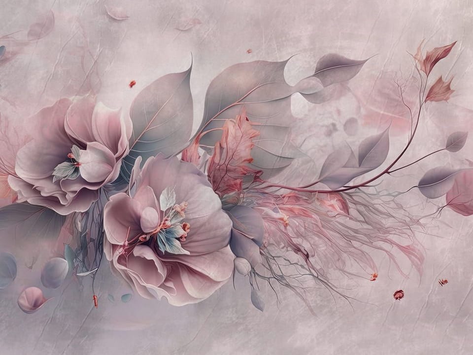 Fototapeta Egzotyczne kwiaty i liście