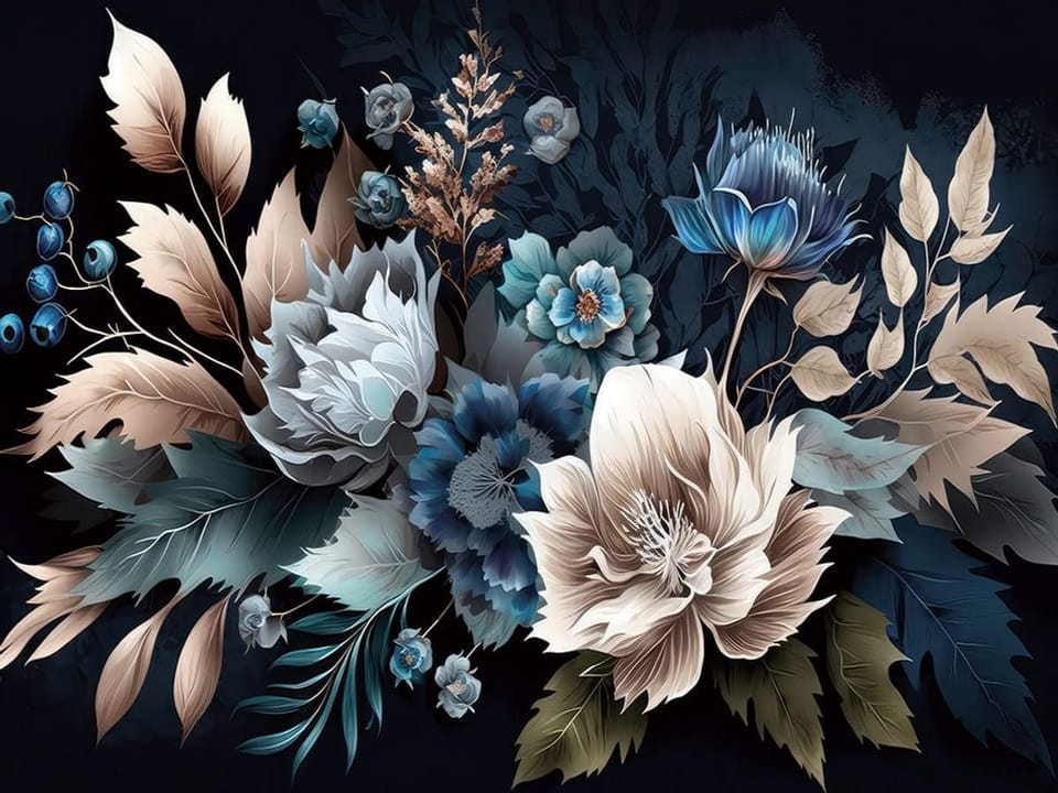 Fototapeta Egzotyczne kwiaty na ciemnym tle