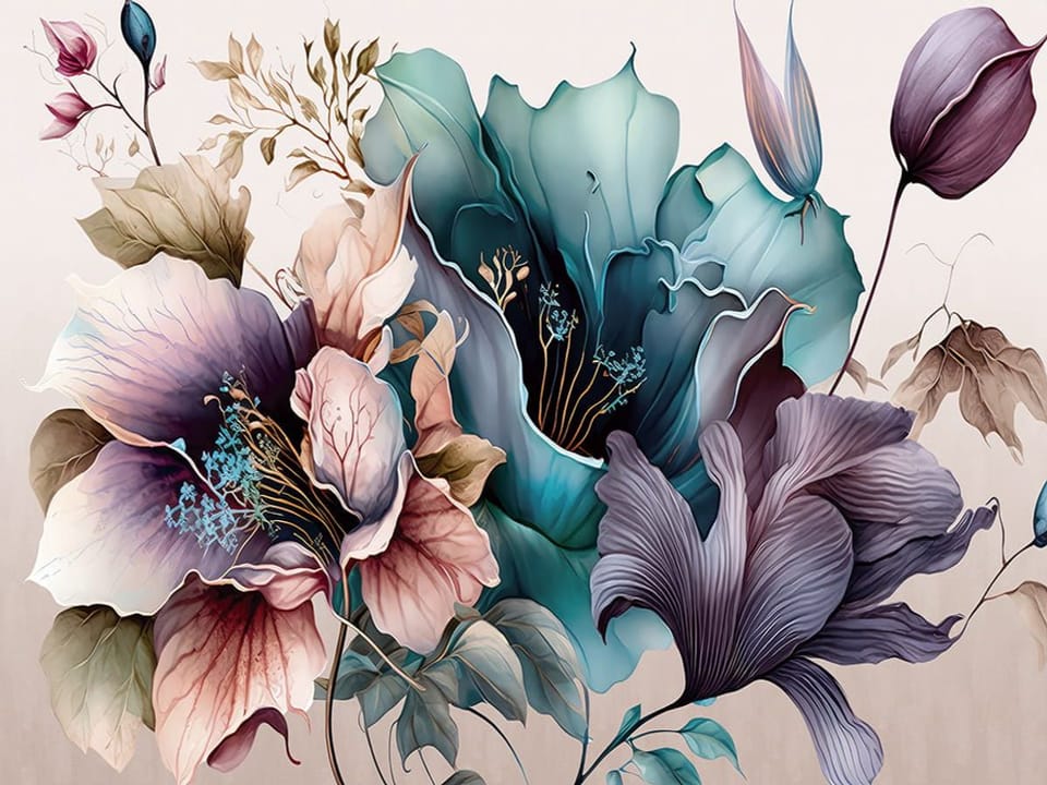 Fototapeta Egzotyczne kwiaty w odcieniach fioletu