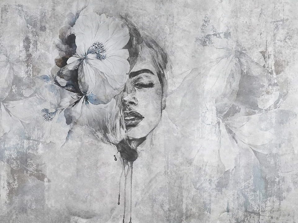 Fototapeta Tajemnicza twarz z kwiatem