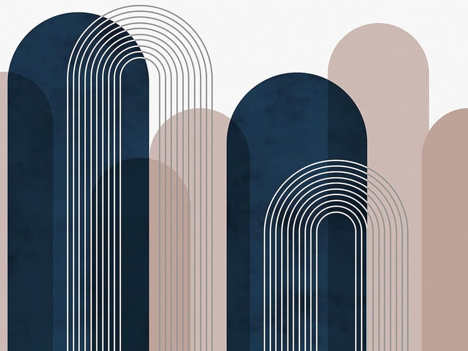 Fototapeta Geometryczne łuki i linie na beżowym tle