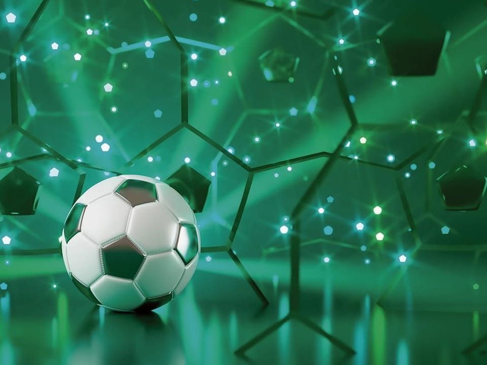 Fototapeta Piłka nożna na zielonym tle