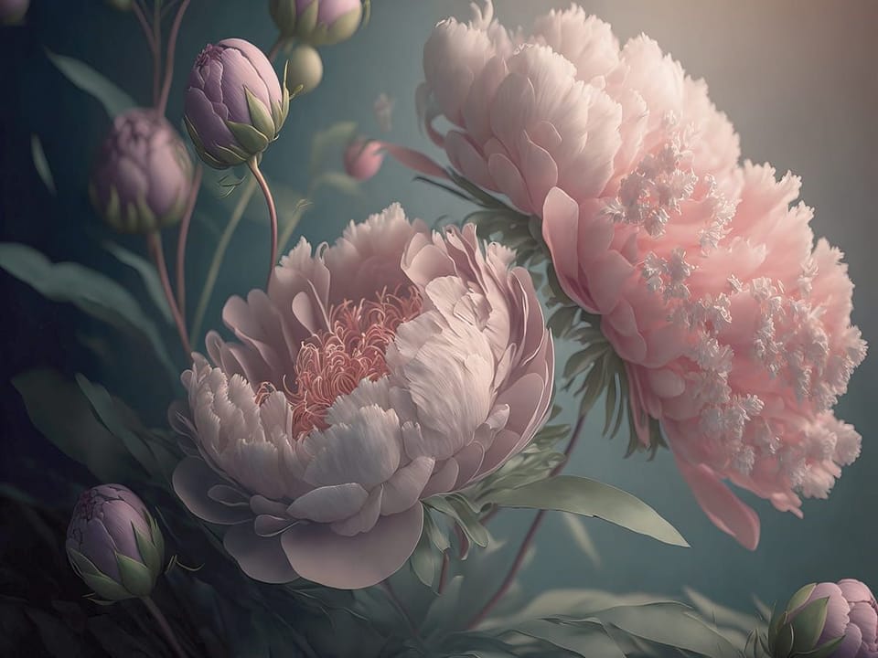 Fototapeta Piwonie na ciemnym tle