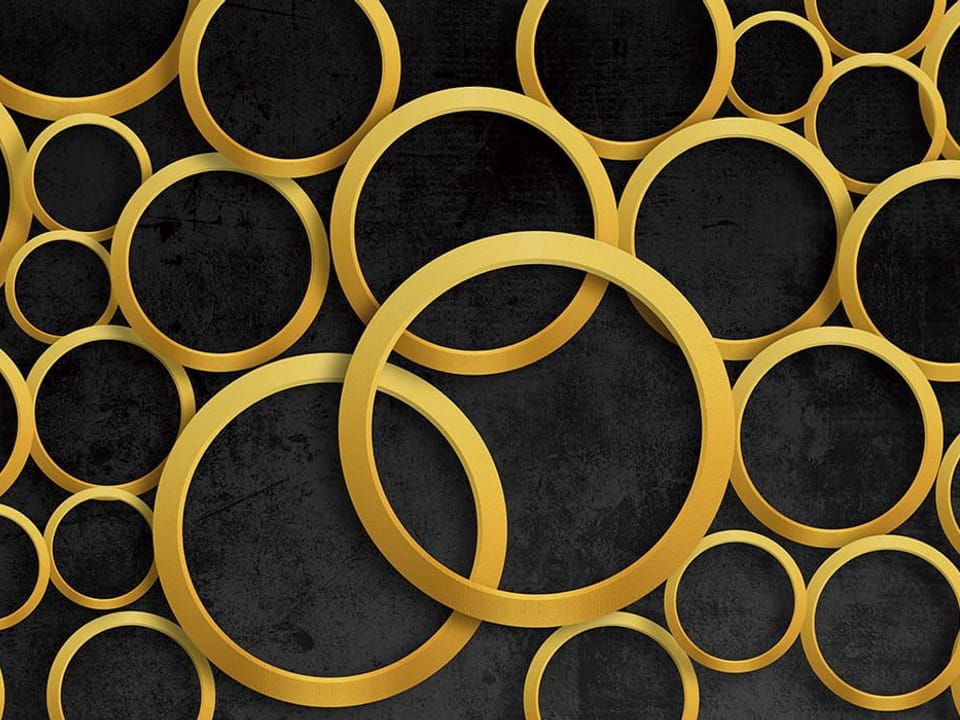 Fototapeta Złote Okręgi na Ciemnym Tle