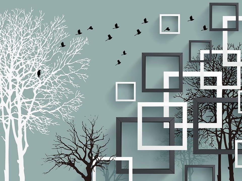 Fototapeta Geometryczne drzewa na jasnym tle