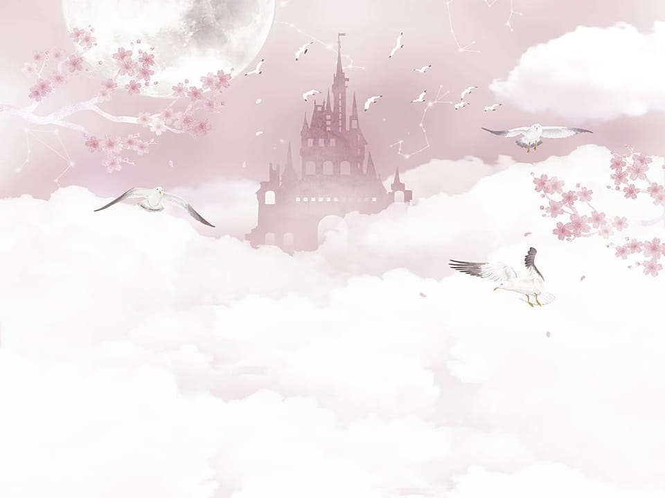 Fototapeta Zamek w Chmurach z Kwiatami