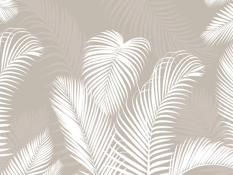 Fototapeta Białe liście palmowe na beżu