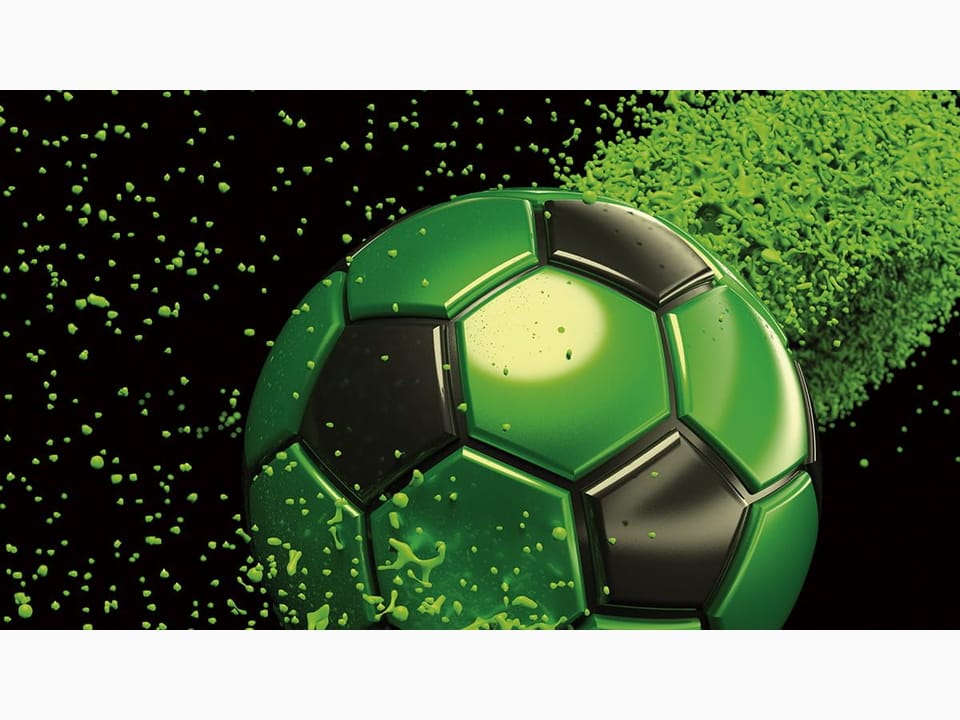 Fototapeta Zielono-czarna piłka w ruchu