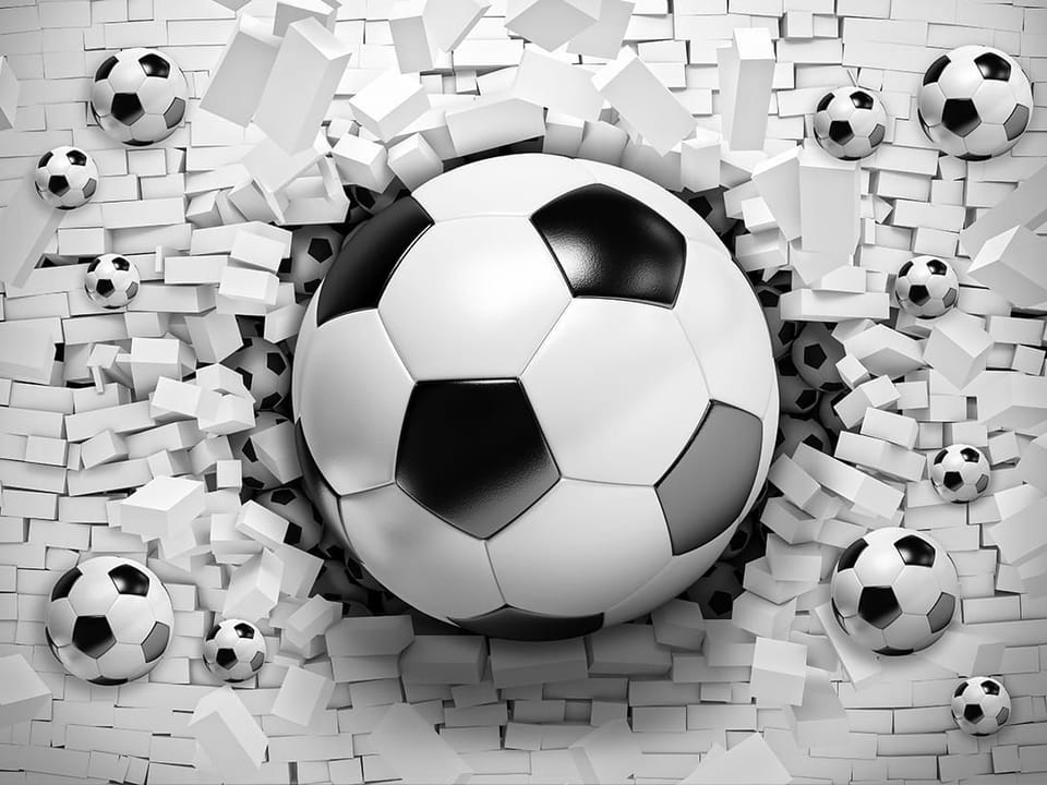 Fototapeta Piłka Nożna i Rozbita Ściana