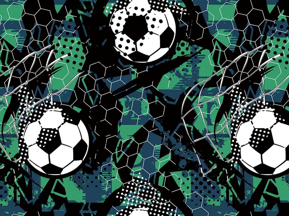 Fototapeta Piłki nożne na geometrycznym tle