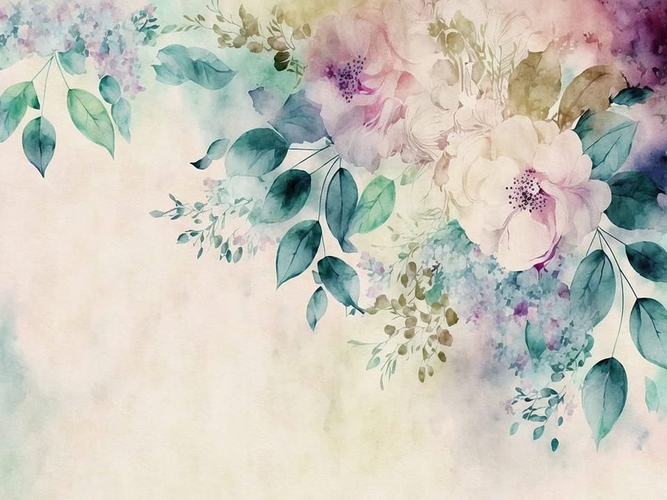 Fototapeta Akwarelowe róże i liście