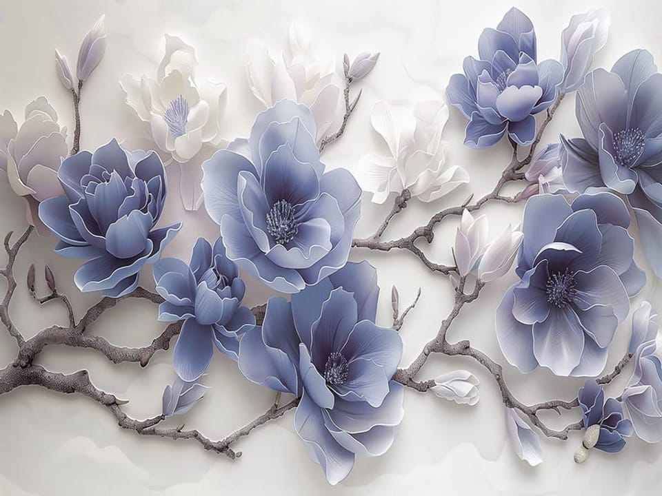 Fototapeta Gałąź magnolii na jasnym tle