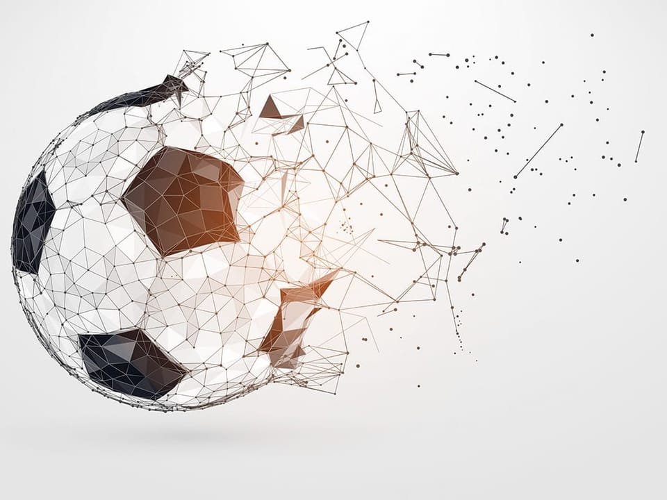 Fototapeta Piłka nożna i geometryczna siatka