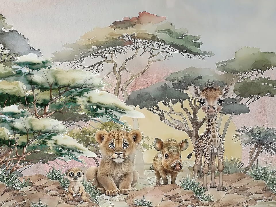 Fototapeta Młode zwierzęta na sawannie