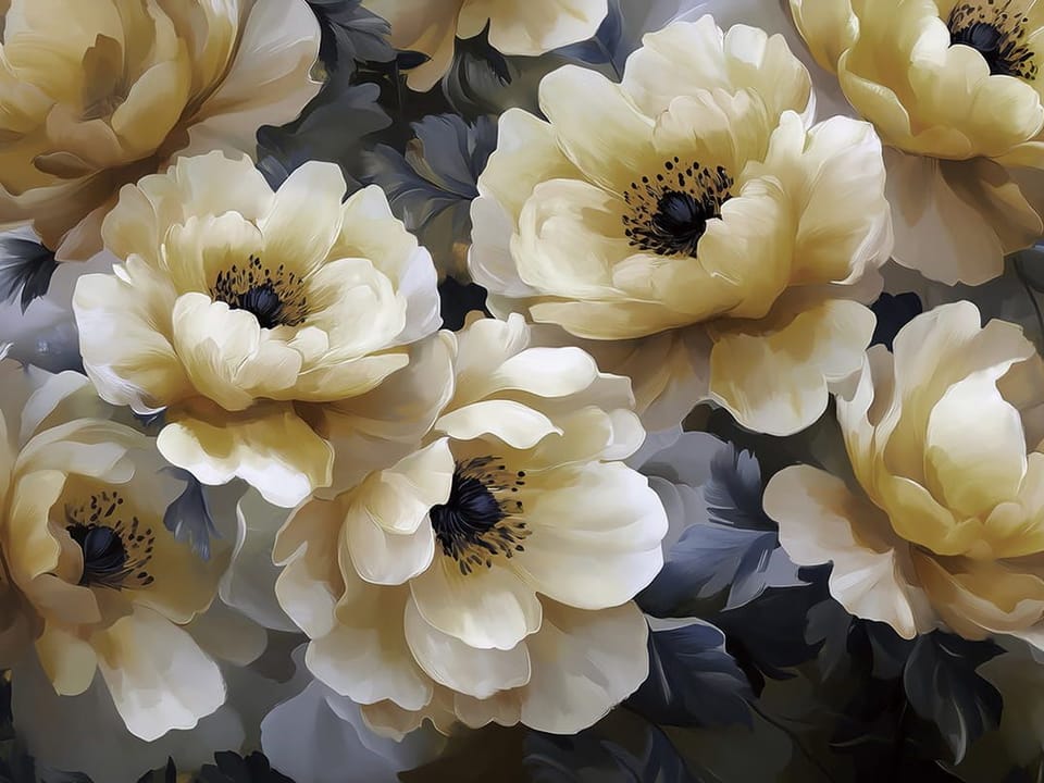 Fototapeta Żółte kwiaty na ciemnym tle