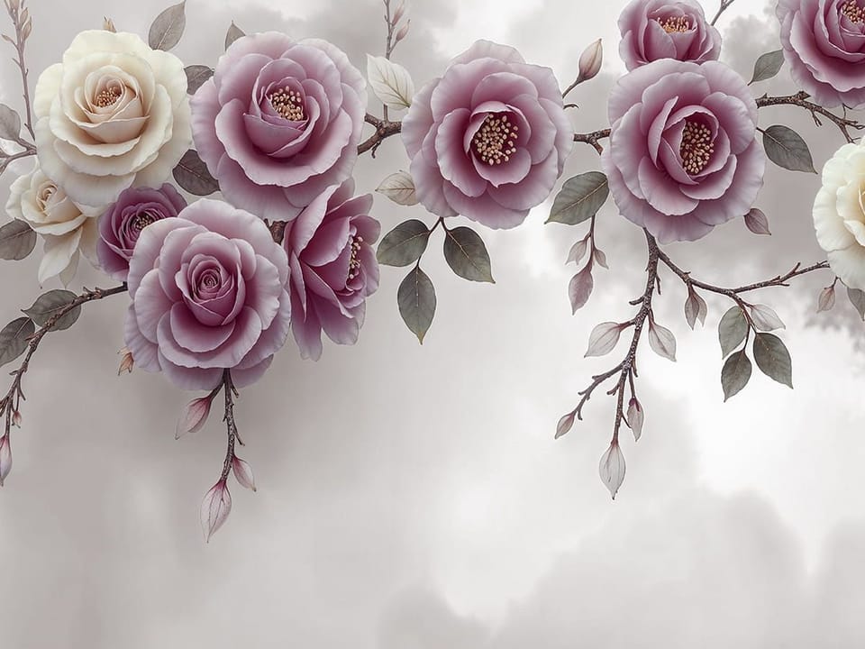 Fototapeta Gałąź z różowymi różami