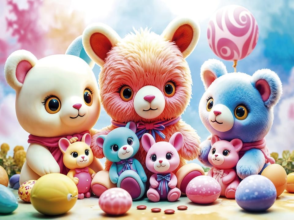 Fototapeta Kolorowe Pluszowe Misie i Balon