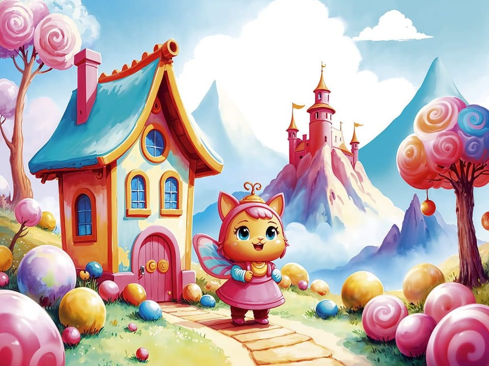 Fototapeta Bajkowa postać i kolorowy domek