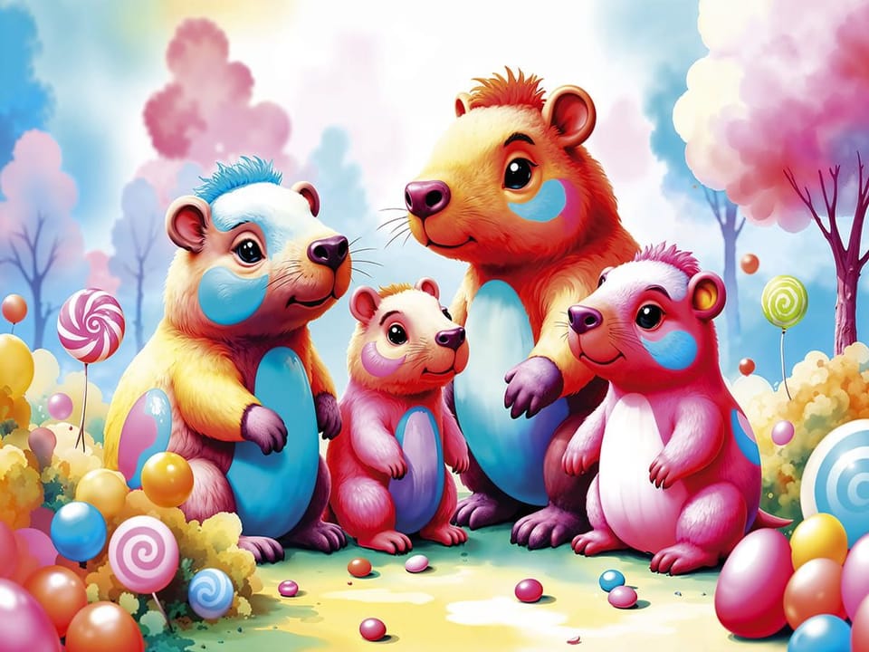 Fototapeta Fantazyjne Zwierzęta i Kolorowe Drzewa