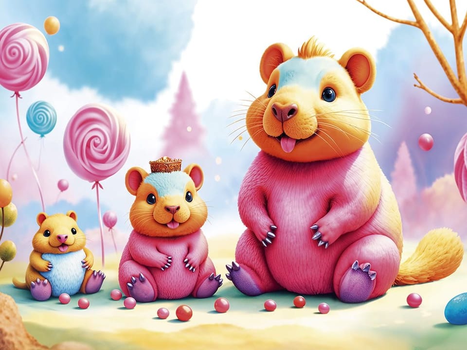 Fototapeta Chomiki i Balony w Pastelach