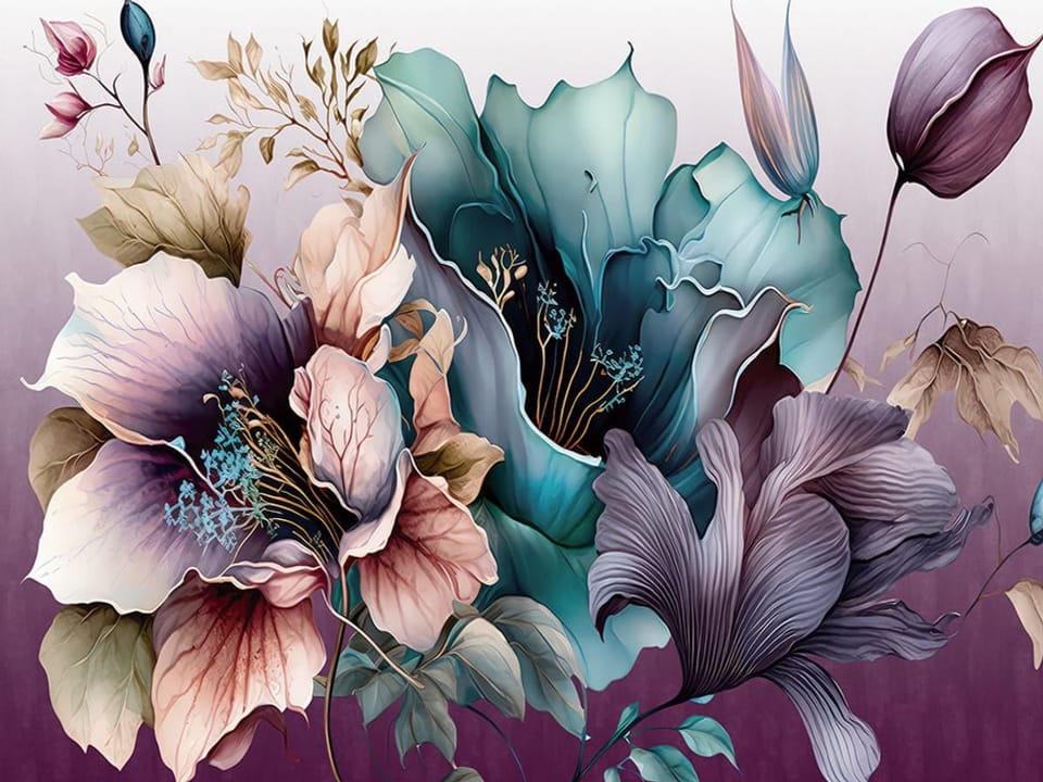 Fototapeta Egzotyczne kwiaty w odcieniach fioletu